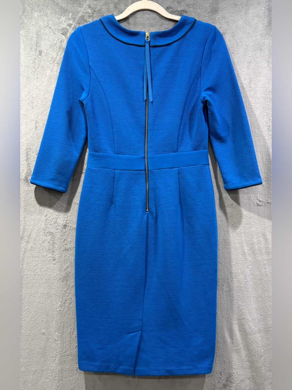 Boden Mia Ottoman Ribbed Blue Shift Dress Size 6R 3/4 Sleeve Pockets EUC - Picture 6 of 11